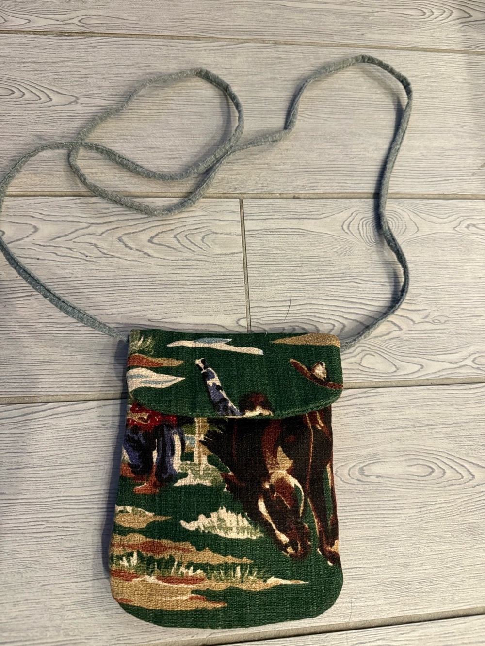 South Beach Republic 1940s Barkcloth Equestrian Mini Bag